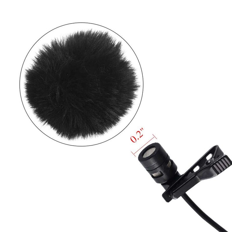 BornFeel Lavalier Wind Muff 2 Pack Lapel Microphone Wind Muff 0.2/0.4 Inch Furry Lav Windscreen Windproof Wind Screen (0.2inch, Black) - Image 2